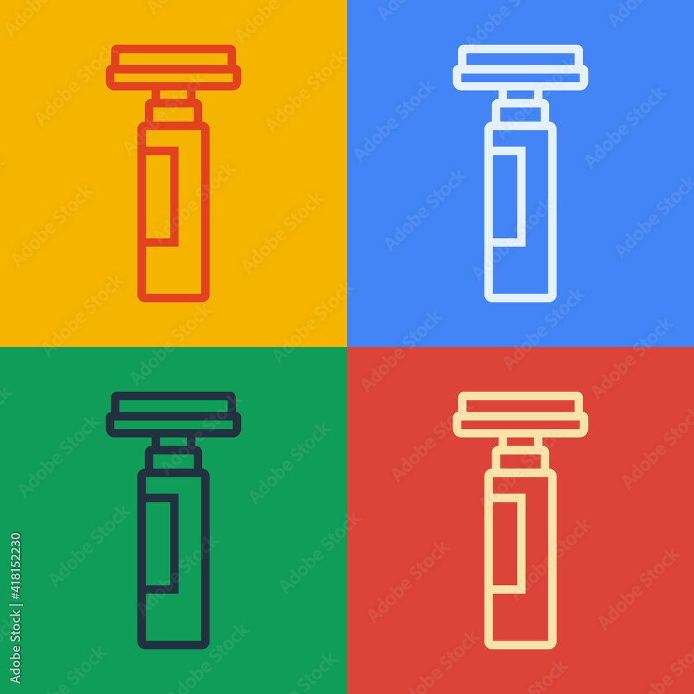 Pop art line Marker pen icon isolated on color background. Vector.