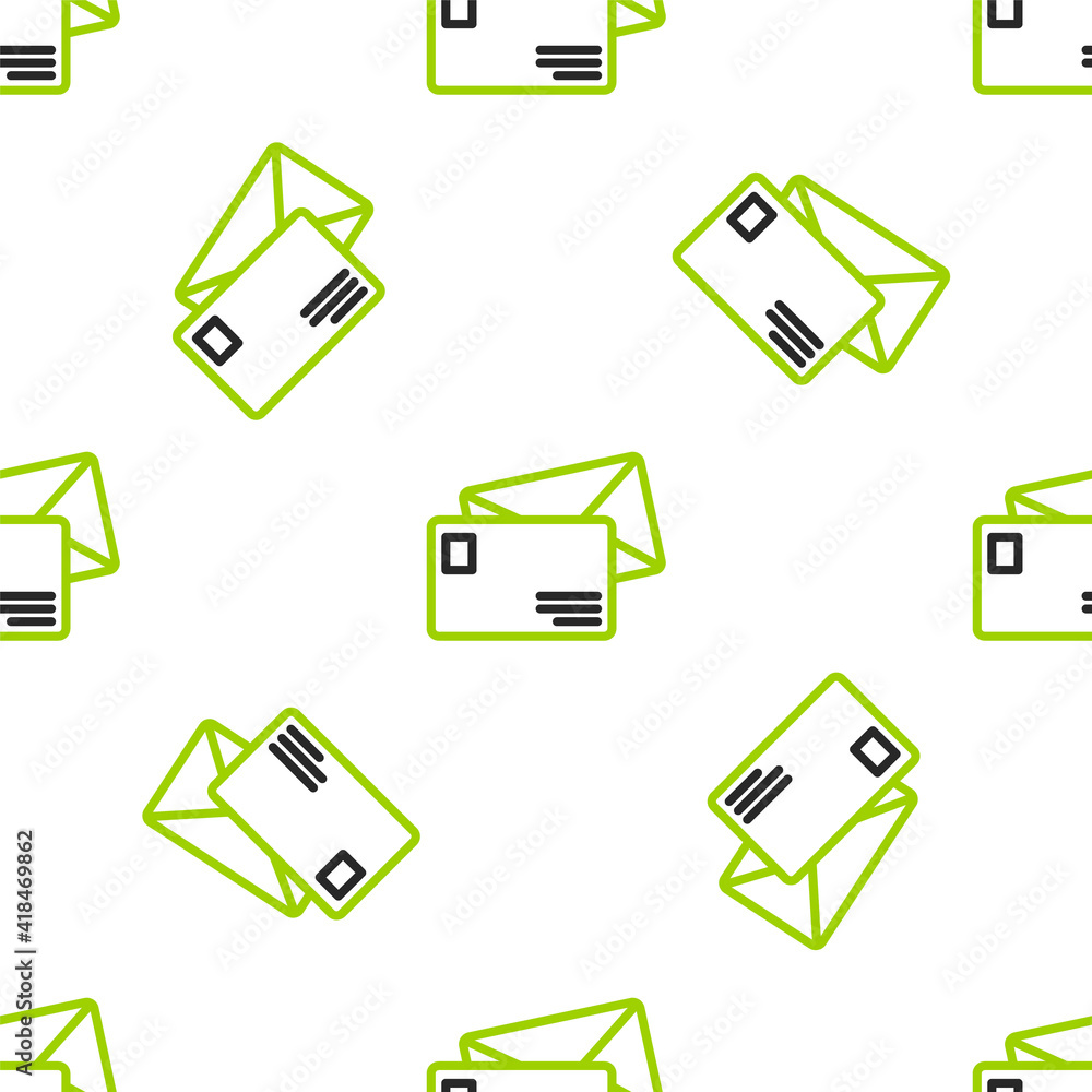 Line Envelope icon isolated seamless pattern on white background. Email message letter symbol. Vecto