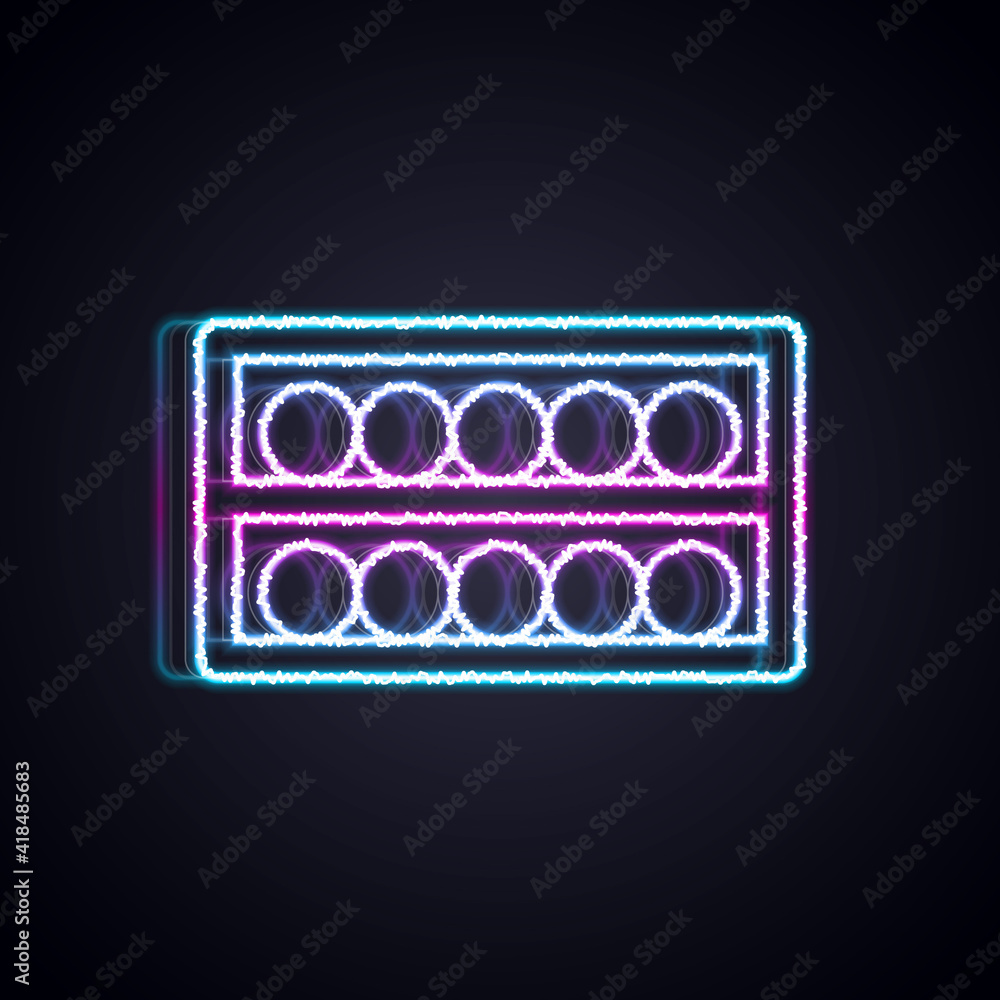 Glowing neon line Billiard balls on a stand icon isolated on black background. Billiard balls on a s