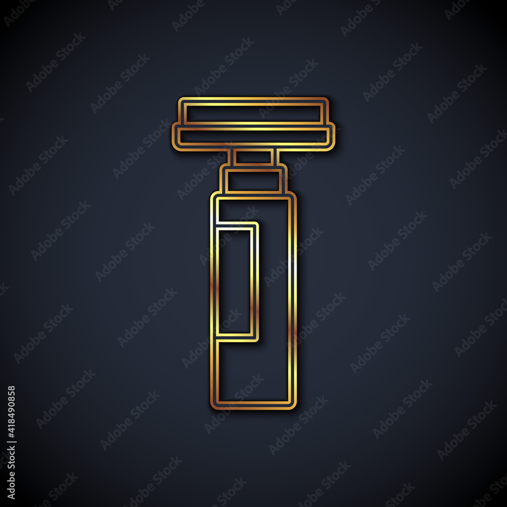 Gold line Marker pen icon isolated on black background. Vector.