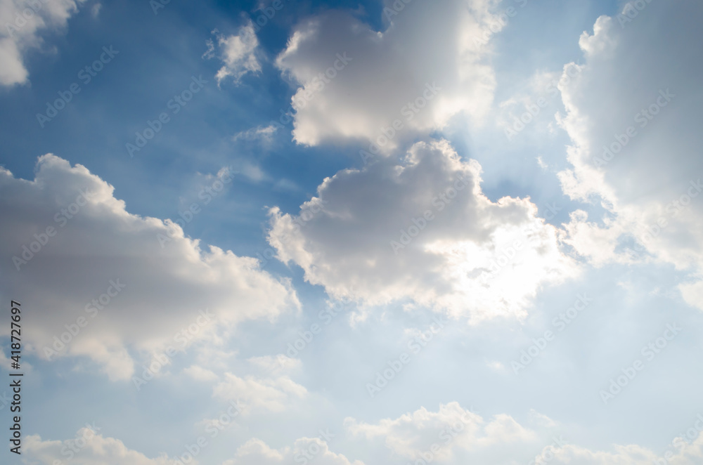 Cumulus Clouds in bright blue sky