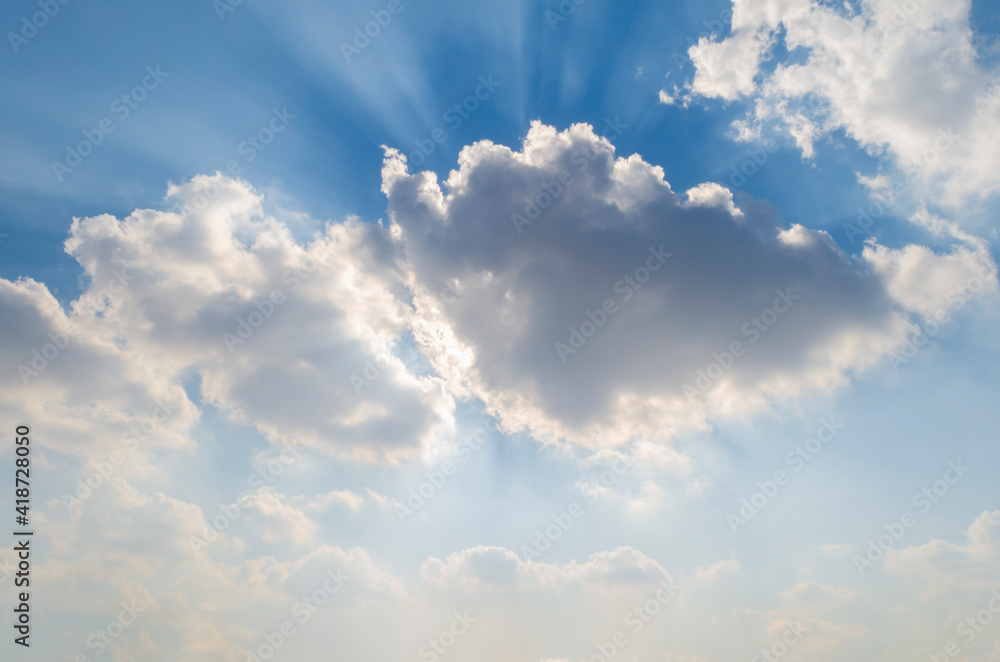 Cumulus Clouds in bright blue sky