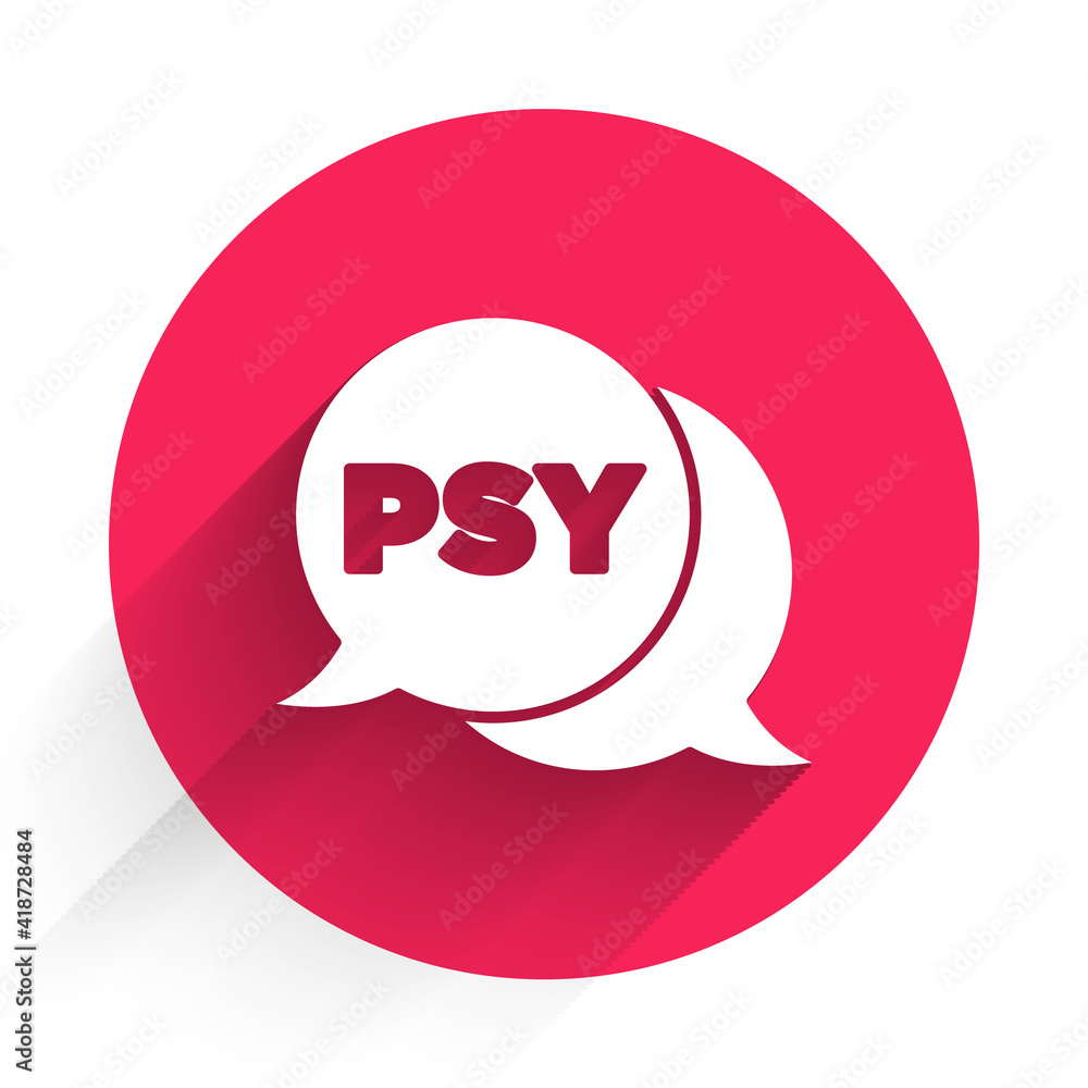 White Psychology icon isolated with long shadow. Psi symbol. Mental health concept, psychoanalysis a