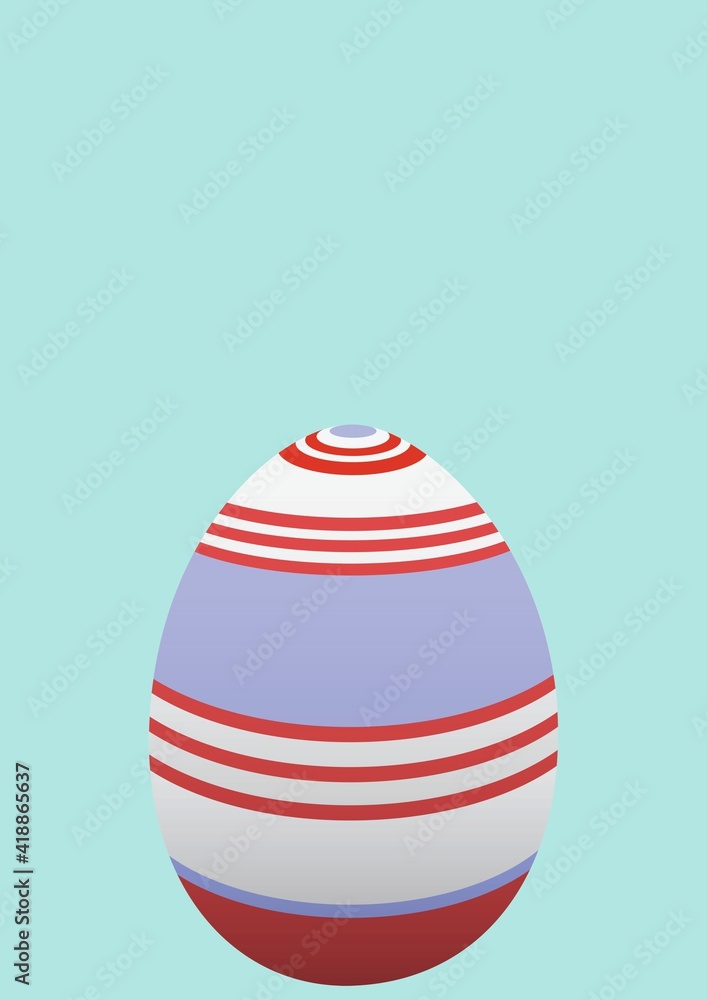 Decorated easter egg with copy space on blue background