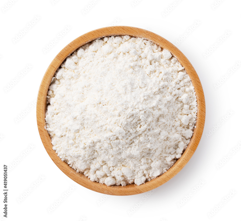 Wheat flour on a white background