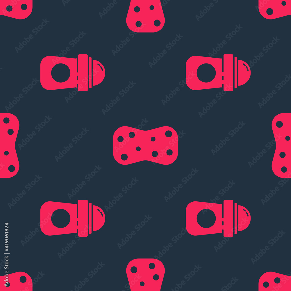 Set Antiperspirant deodorant roll and Sponge with bubbles on seamless pattern. Vector.