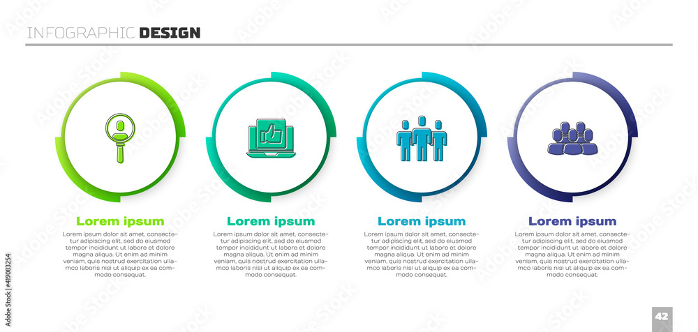 Set Search a people，Hand-like，Users group and Project team base.Business infographic template.Ve（设置搜