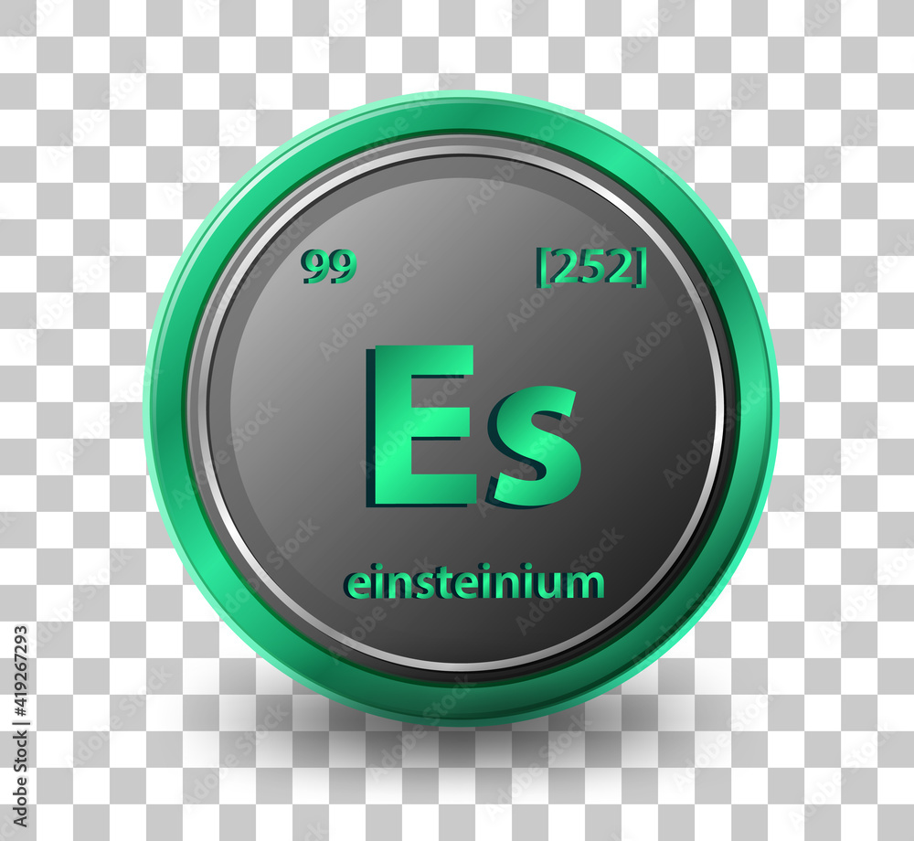 Einsteinium chemical element. Chemical symbol with atomic number and atomic mass.