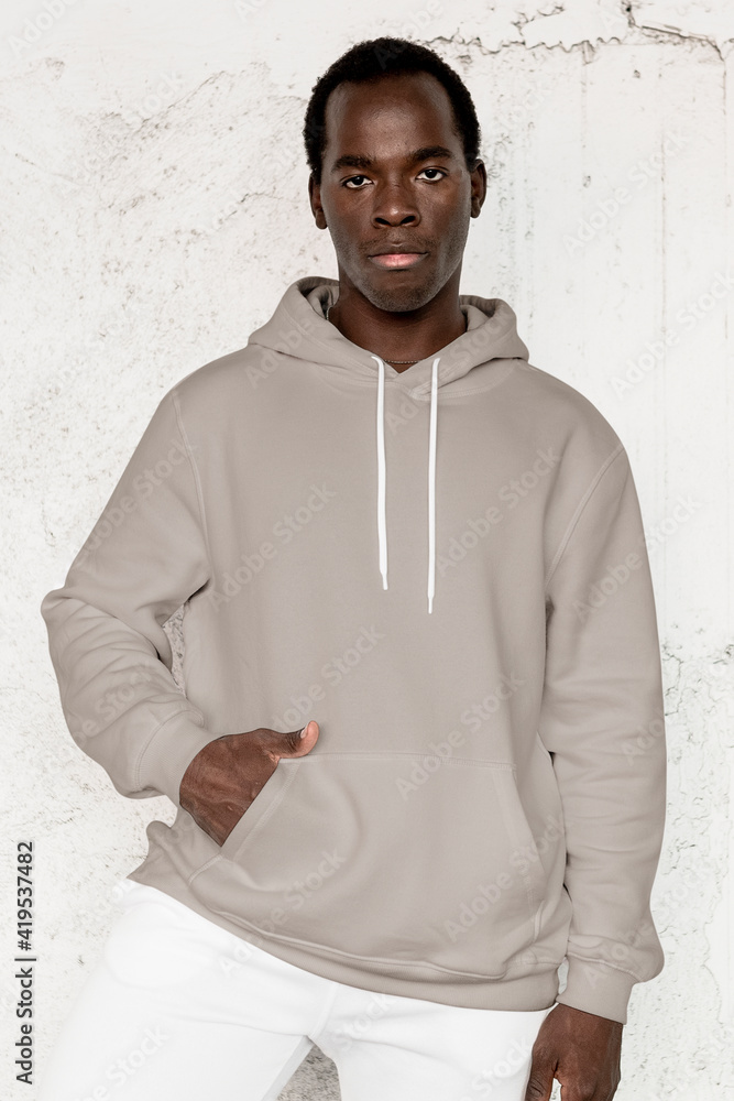 Stylish gray hoodie streetwear men’s apparel fashion