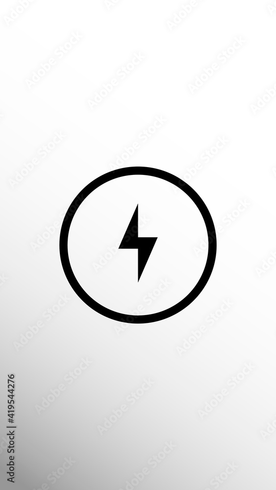 Charging lightning icon on smartphone screen