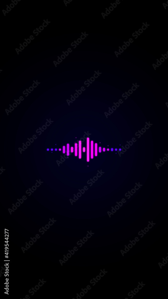 Virtual assistant icon recording sound waves on screen