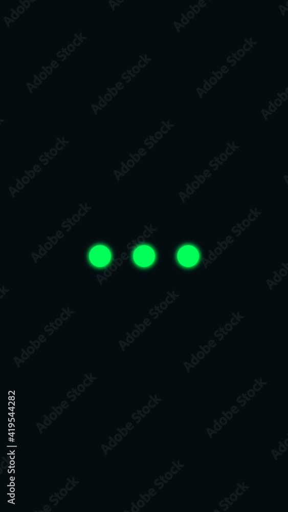 Loading neon green dots on smartphone screen