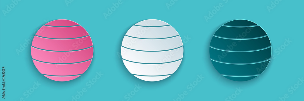 Paper cut Planet Venus icon isolated on blue background. Paper art style. Vector.