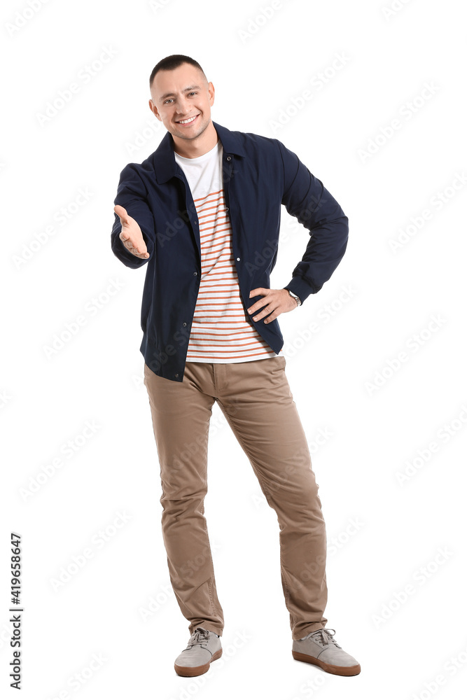 Handsome young man on white background