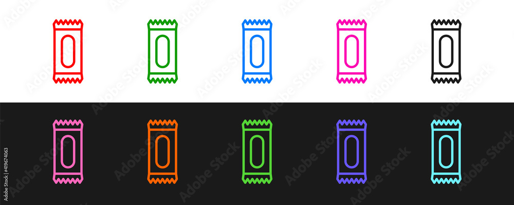 Set line Candy icon isolated on black and white background. Vector.