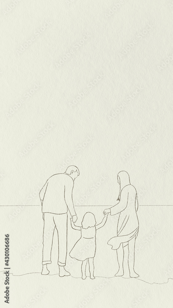 Family time background simple line drawing