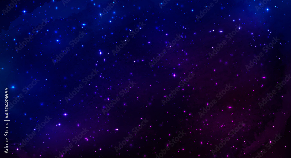 Night shining starry sky background. Vector Illustration