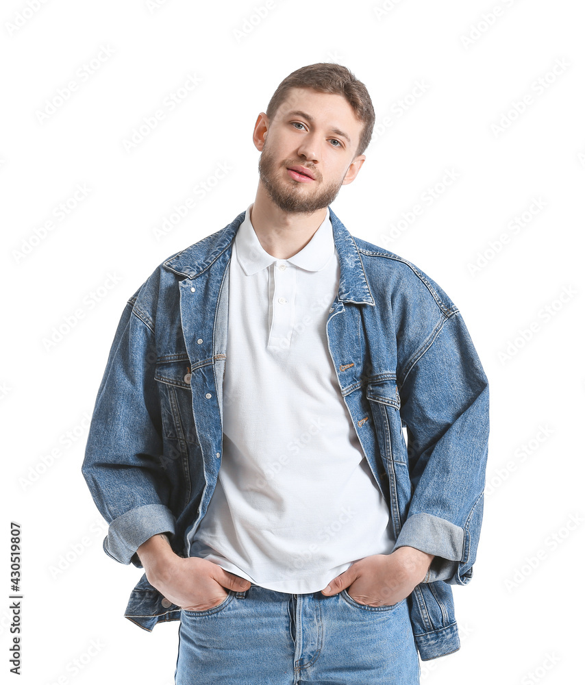 Portrait of handsome man on white background