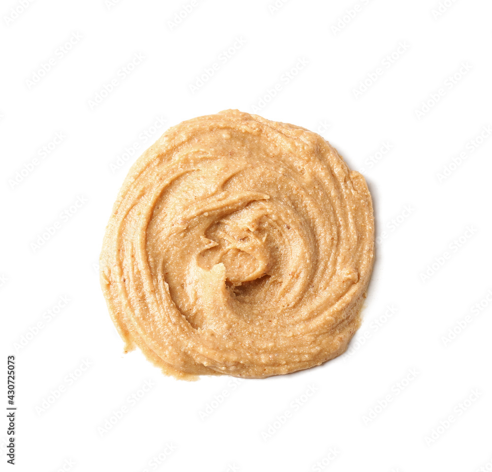 Tasty peanut butter on white background