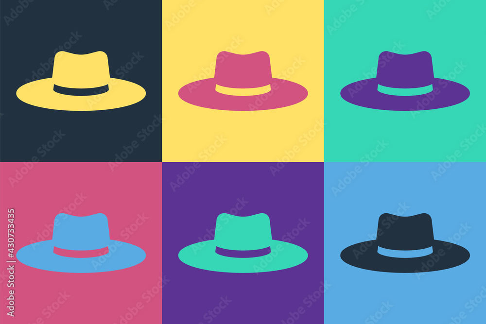 Pop art Gardener, farmer or agricultural worker hat icon isolated on color background. Vector