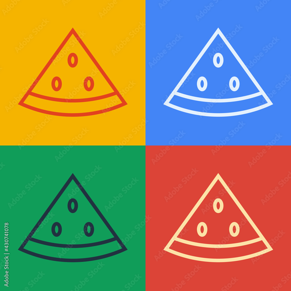 Pop art line Watermelon icon isolated Pop art line background. Vector