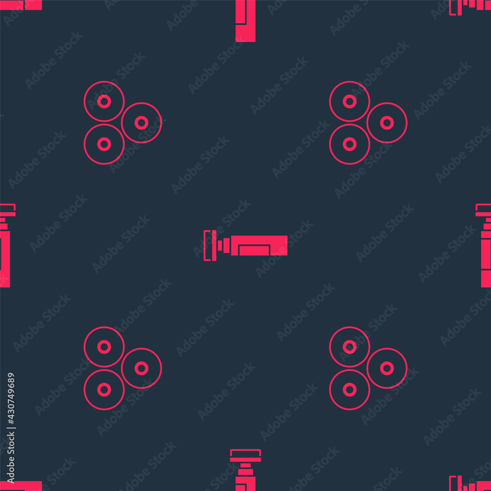 Set Paint spray can and Marker pen on seamless pattern. Vector