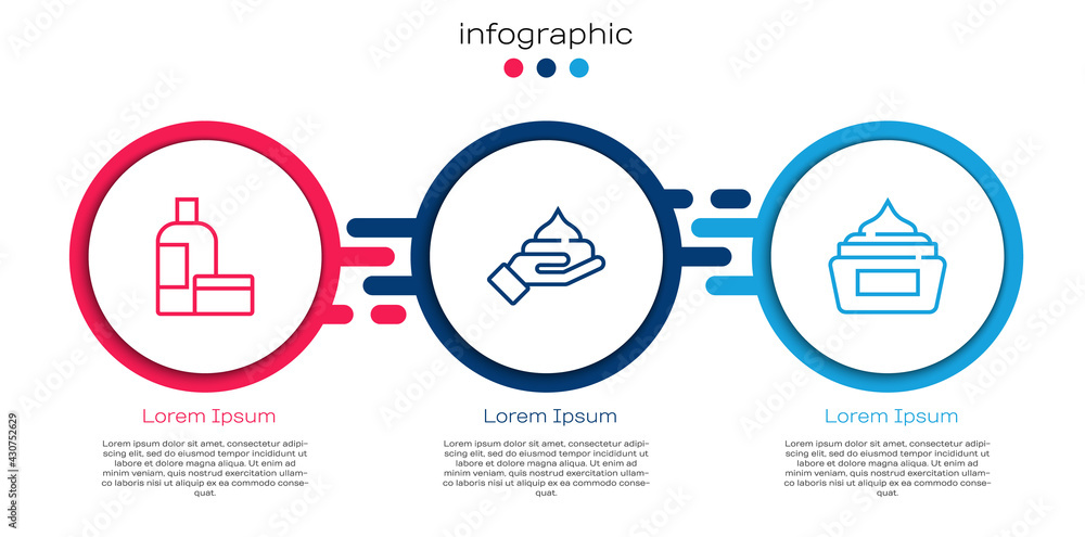 套装面霜或乳液化妆品管，以及.商业信息图模板.Vvector