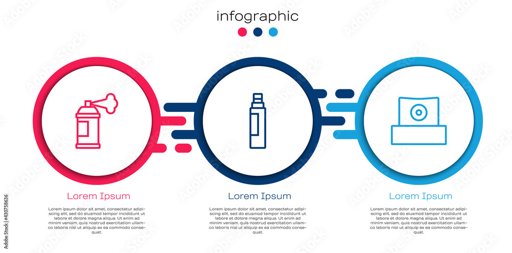 设定线喷漆罐、记号笔和喷嘴帽。商业信息图模板。矢量