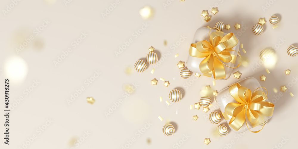 3D rendered simple gift box scene