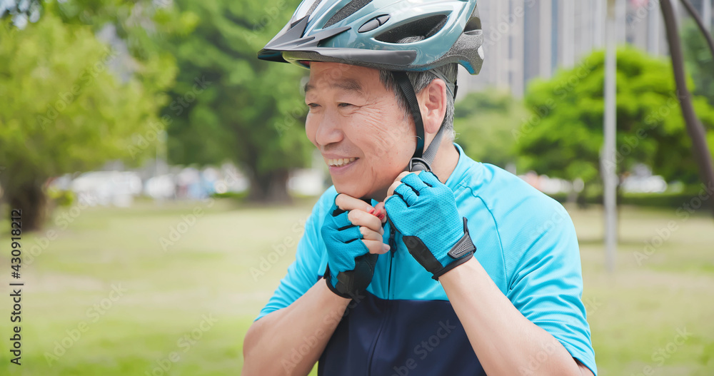 old man wearing helmet