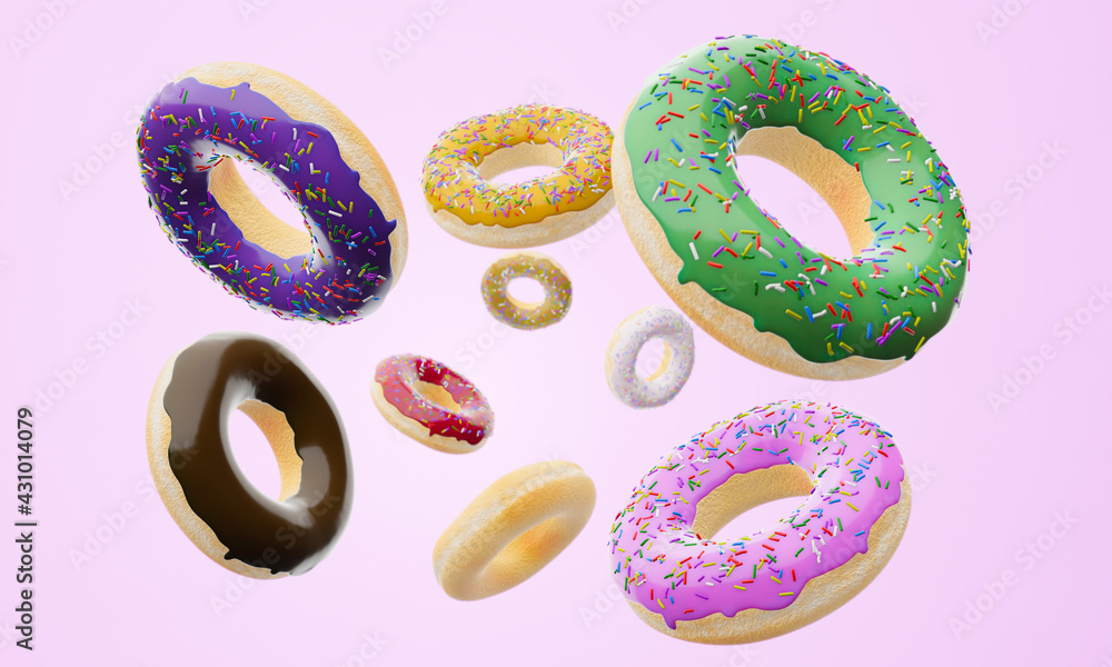 Including various flavors of donut set Sprinkle rainbow sugar on top. Characteristics are released f