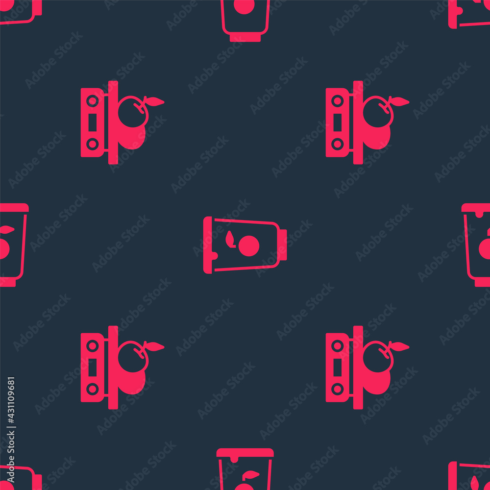 Set Electronic scales for product and Yogurt container on seamless pattern. Vector