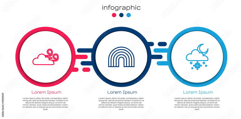 设定风和日丽的天气、彩虹和云朵。商业信息图模板。矢量