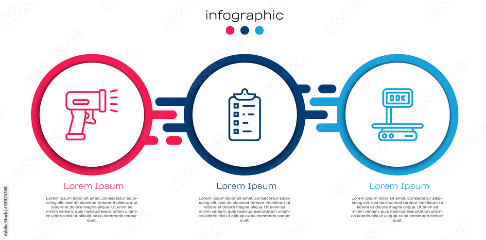设置扫描条形码、购物清单和电子秤的扫描线。商业信息图templa
