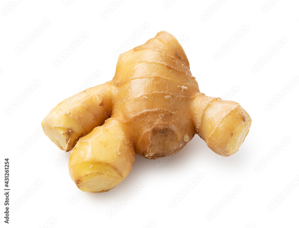 Ginger placed on a white background