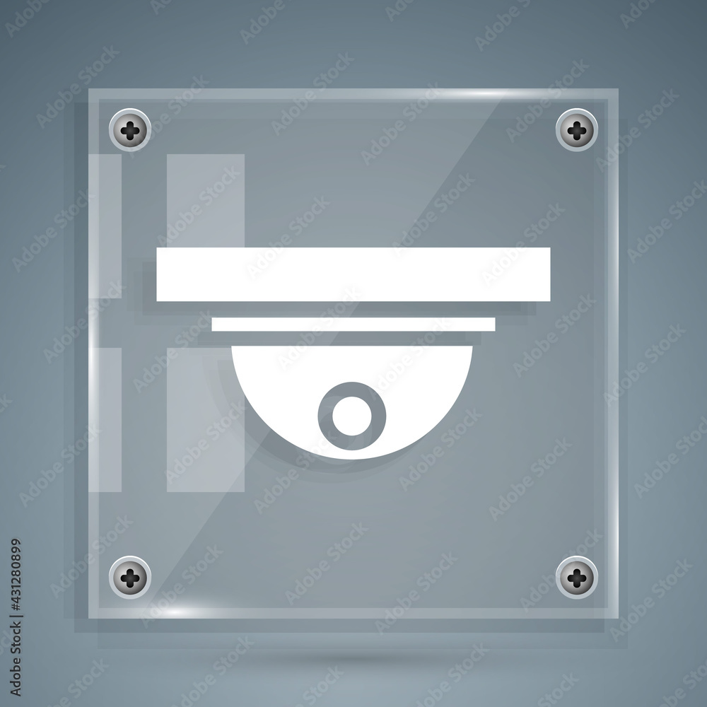 White Motion sensor icon isolated on grey background. Square glass panels. Vector Illustration