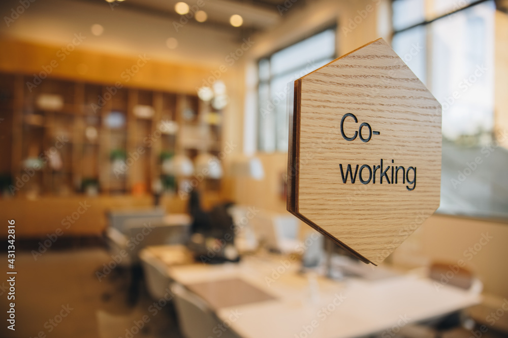 Co-working office space sign board