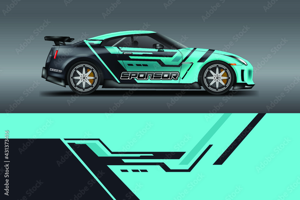 Car Wrap Racing Design Vector , Background for Vehicle , Rally , Drift .