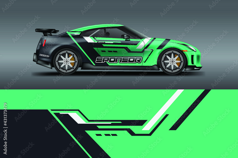 Car Wrap Racing Design Vector , Background for Vehicle , Rally , Drift .