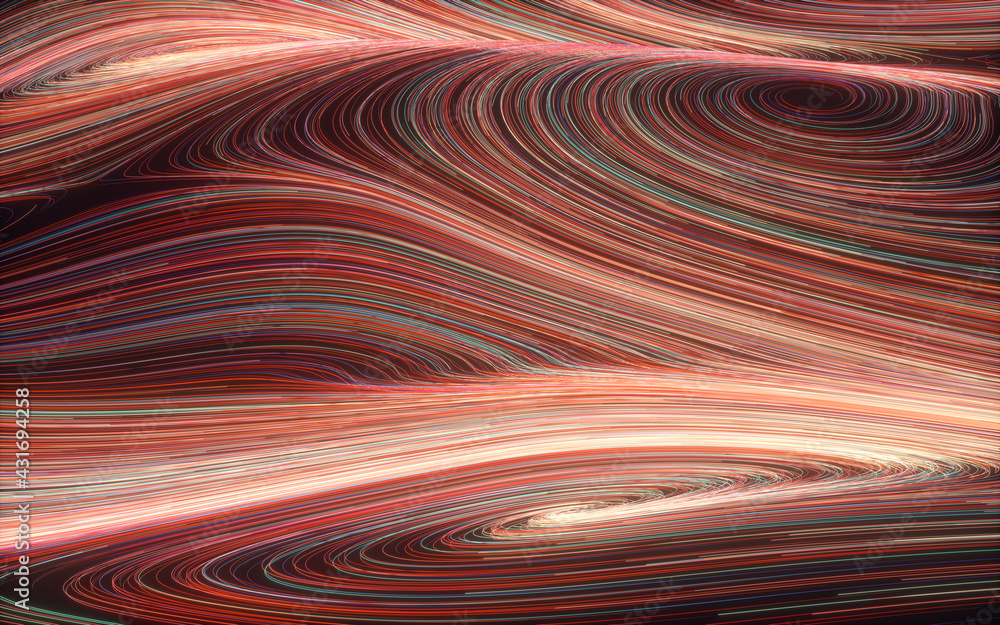 Magic vortex lines, fantasy wave pattern, 3d rendering.