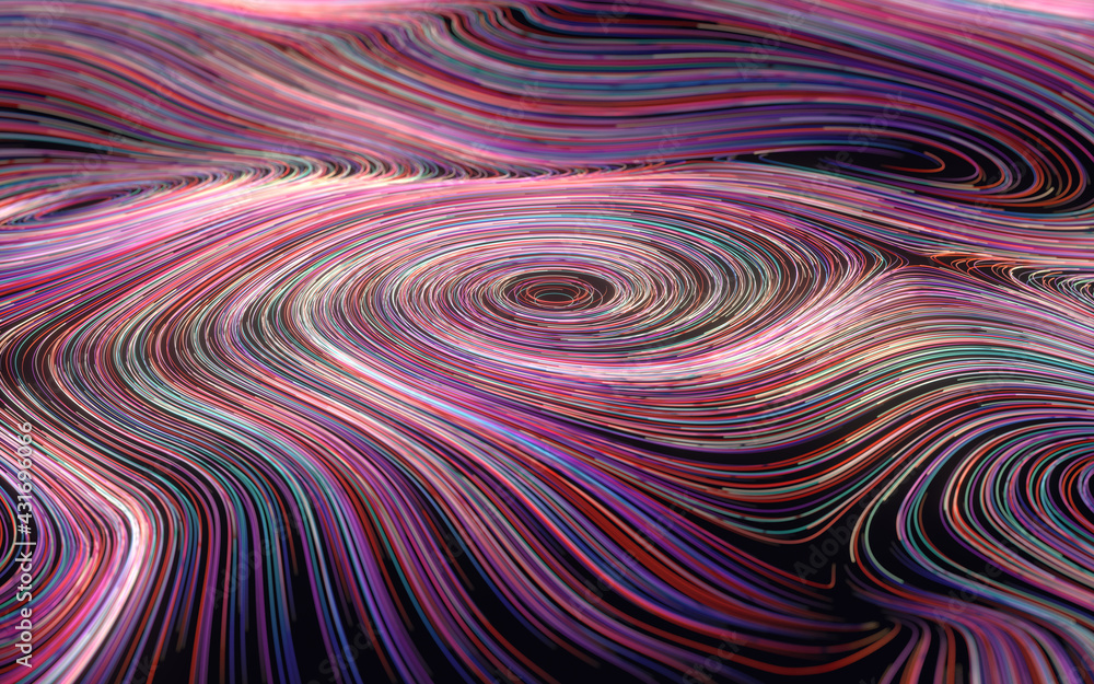 Magic vortex lines, fantasy wave pattern, 3d rendering.