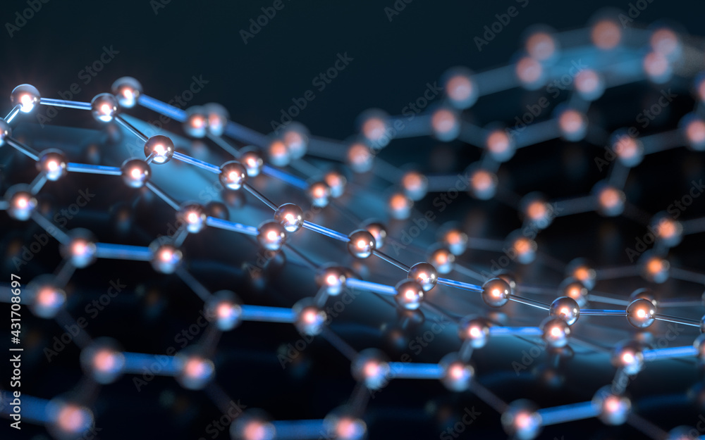 Biochemistry scientific node, molecular connection, 3d rendering.