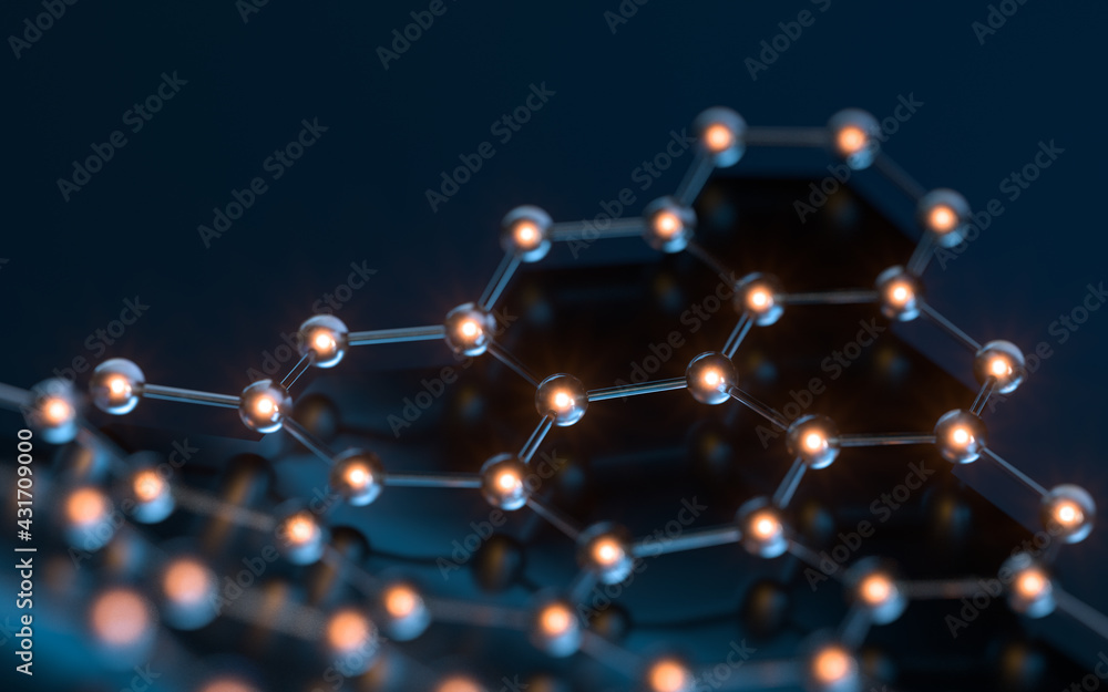 生物化学科学节点，分子连接，三维渲染。