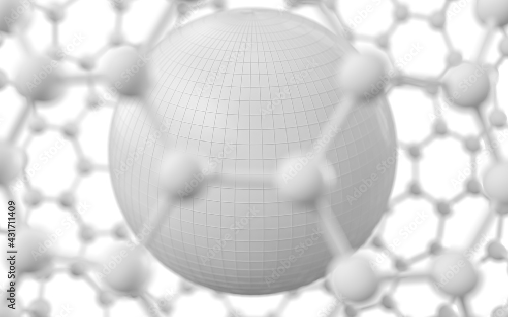 Biochemistry scientific node, molecular connection, 3d rendering.