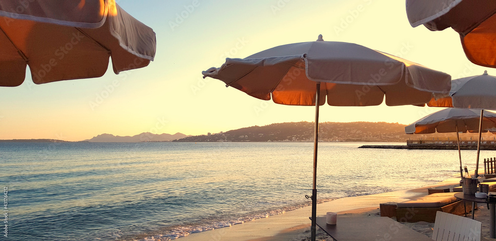 Sunset in a beach in Juan les Pins, French Riviera