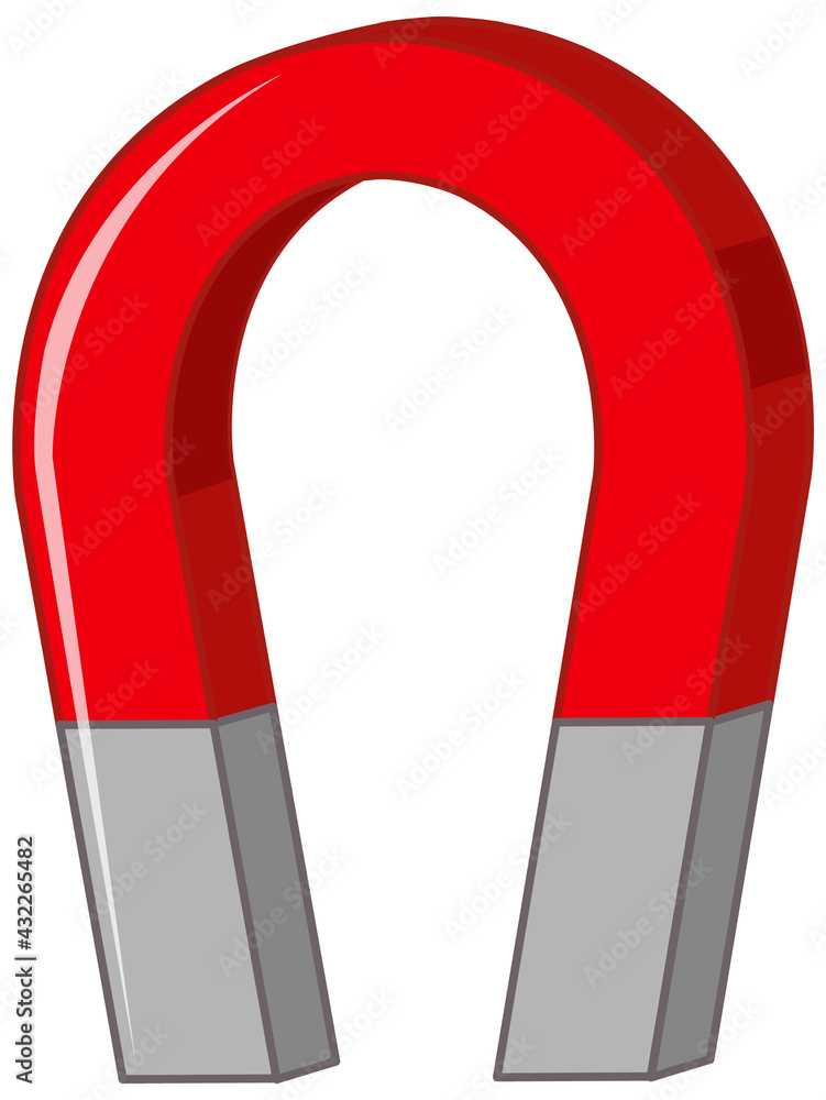 Red horseshoe magnet isolated on white background