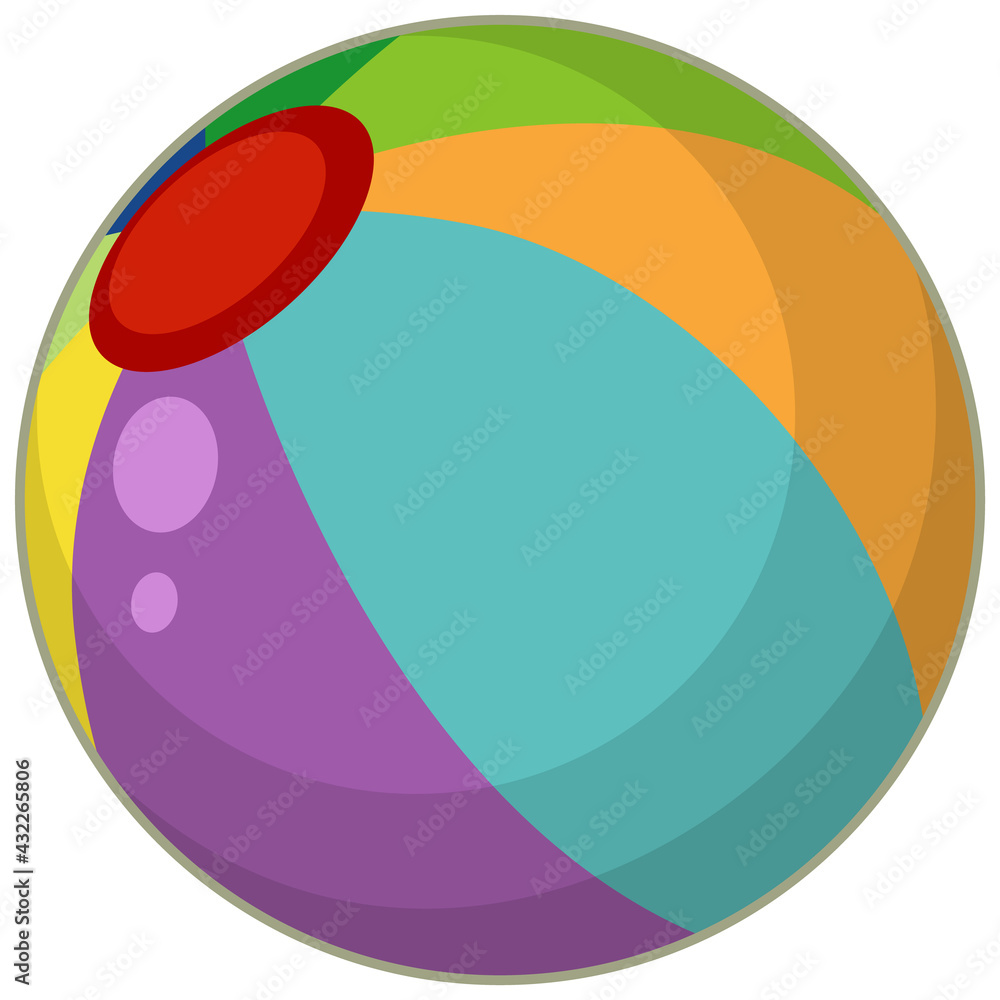 A colourful beach ball cartoon style isolated