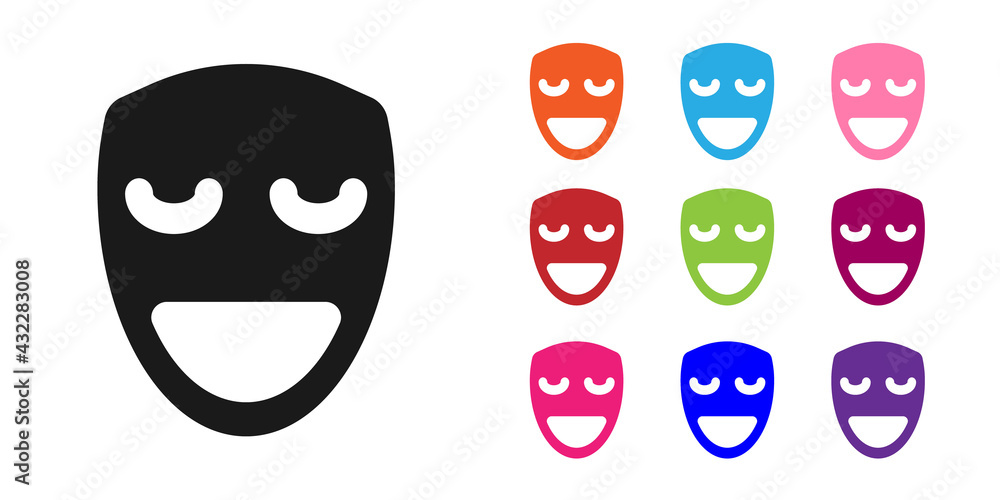 Black Comedy theatrical mask icon isolated on white background. Set icons colorful. Vector