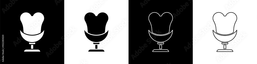 Set Armchair icon isolated on black and white background. Vector