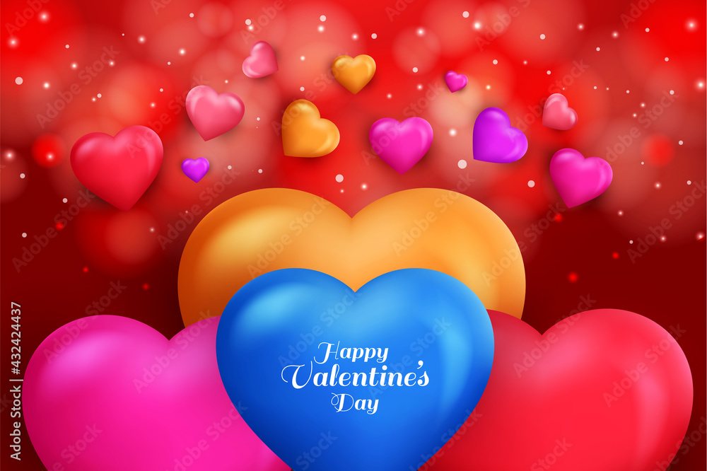 Valentines Day With Colorful Love Shapes